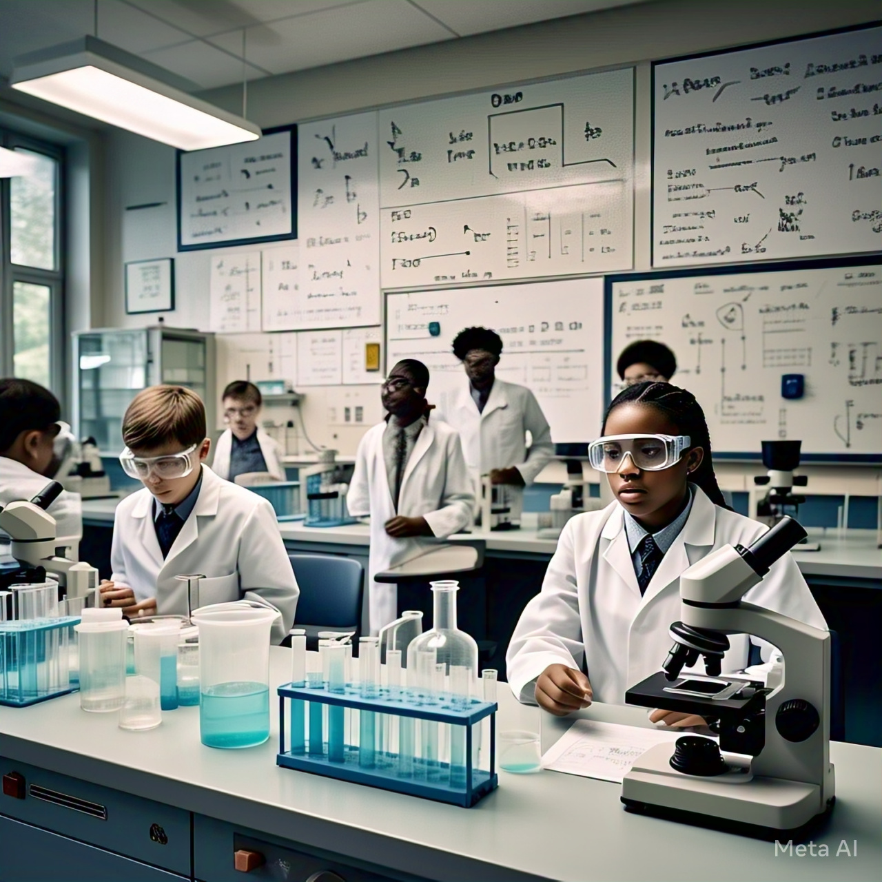 A modern STEM lab with students working on robotics and engineering projects