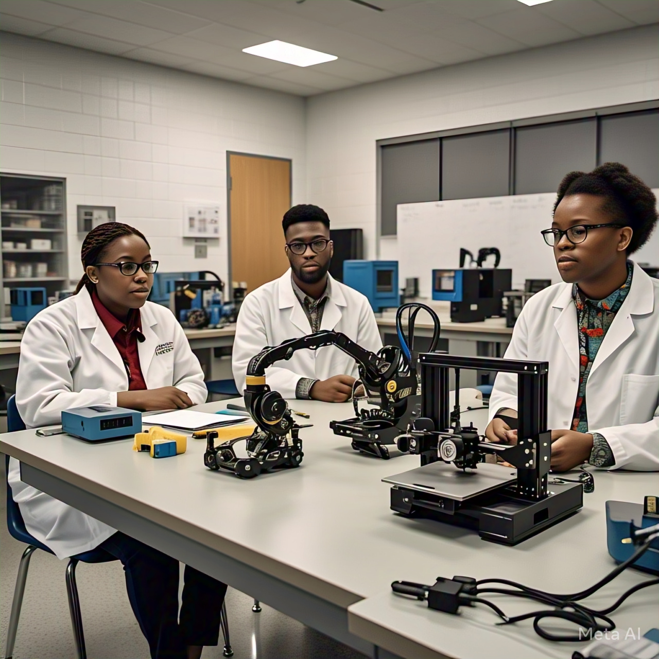 Modern STEM Lab equipped with robotics kits, computers, and science experiment tools for hands-on learning.