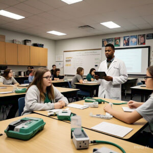 A group of young students engaged in a hands-on STEAM education activity, working with robotics and coding kits in a classroom.