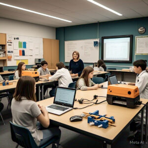 Children engaging in a hands-on STEAM education activity, exploring science, technology, engineering, arts, and mathematics concepts.