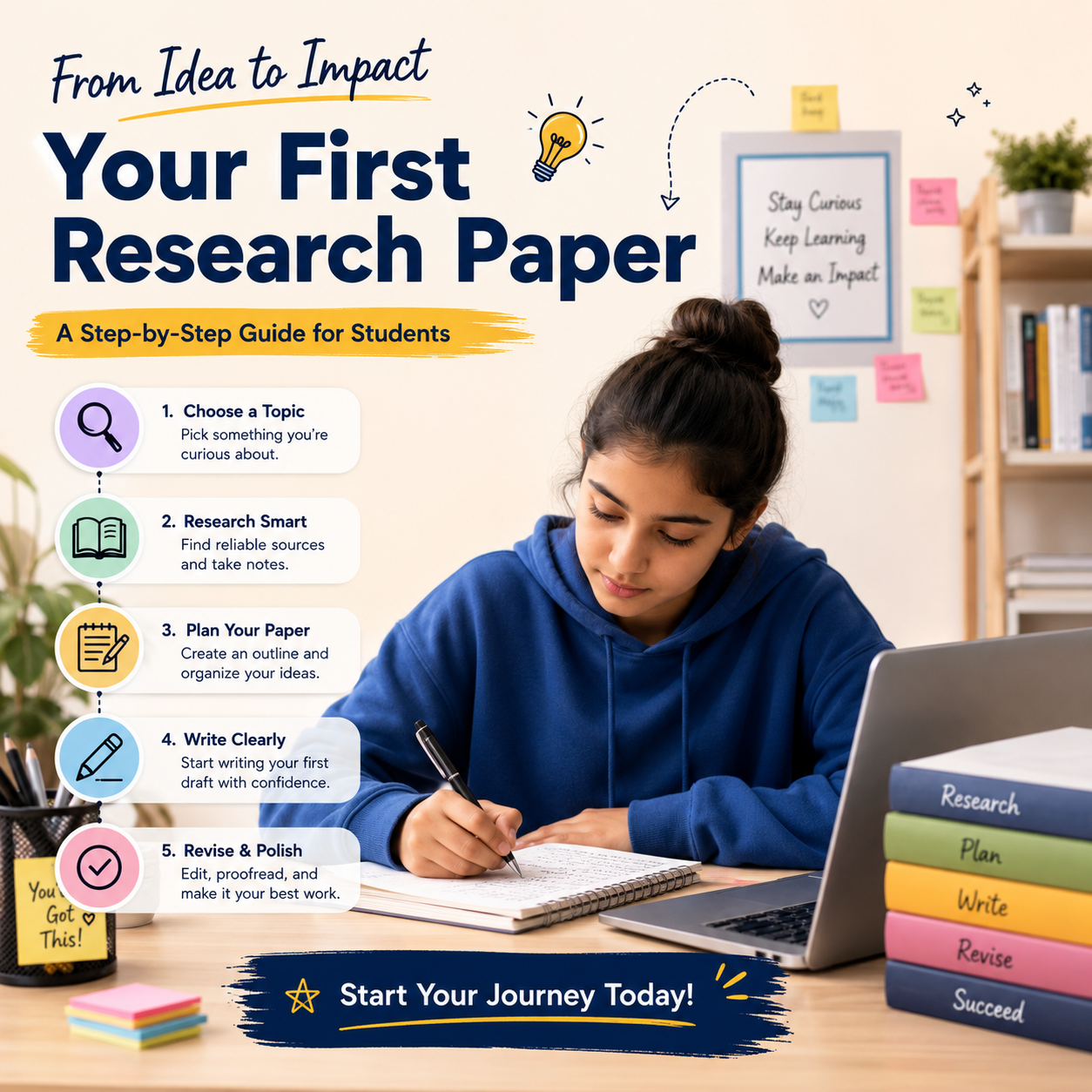 The Step-by-Step Guide to Writing Your First Research Paper as a School Student