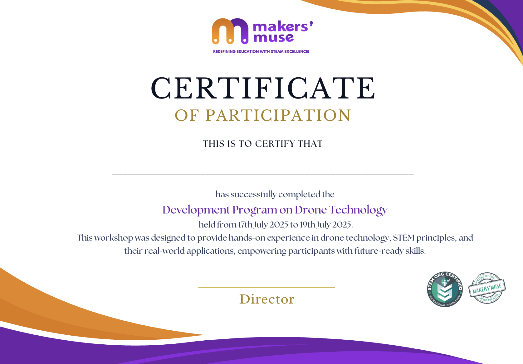 Certificate of achievement with confetti