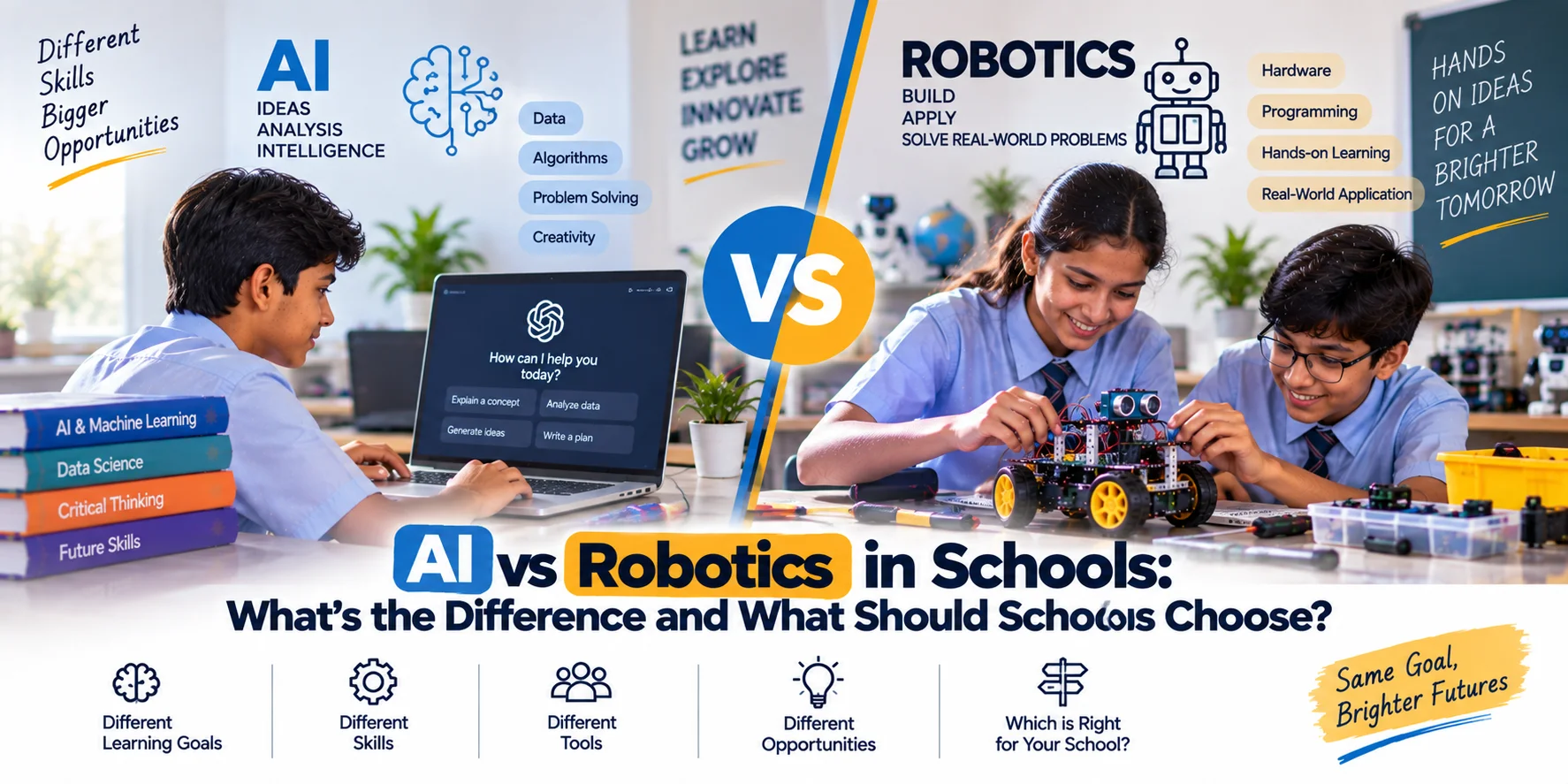 Read more about the article AI vs Robotics in Schools: What’s the Difference and What Should Schools Choose?