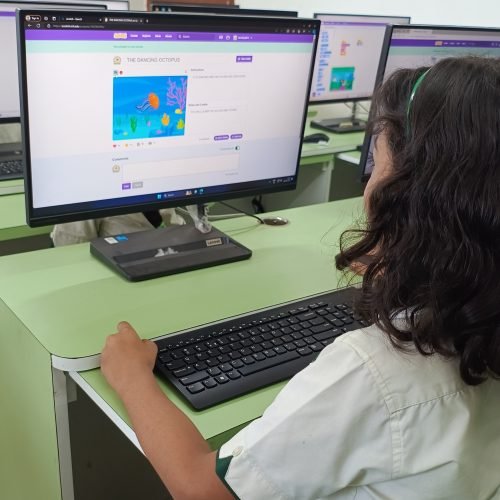 Student on desktop activity