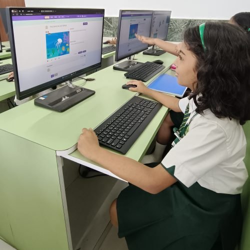 Girl working on computer