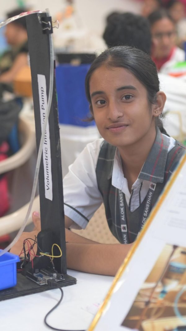 Modern STEM lab setup in Vishakhapatnam school with students exploring robotics kits